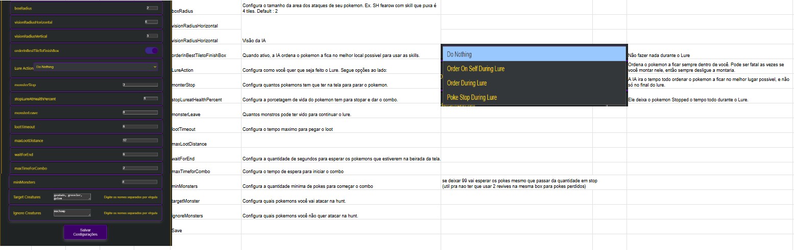 Interface adicional do módulo Combate