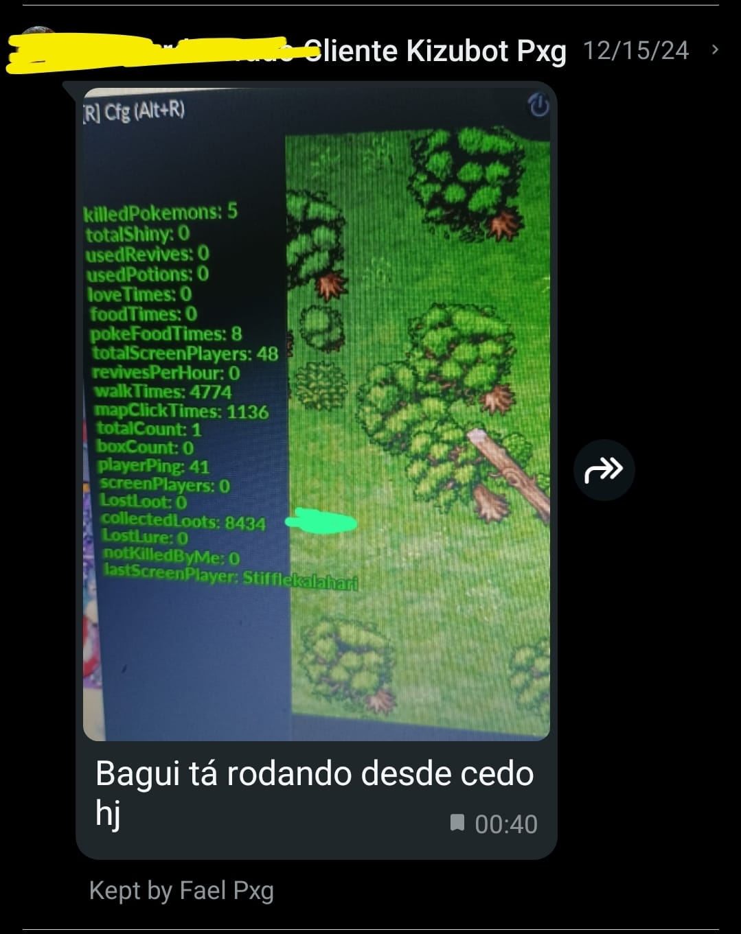 Resultado do KizuBot - Estatísticas de Farming